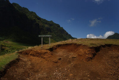 A footprint made for a scene in the movie Godzilla at Kualoa Ranch