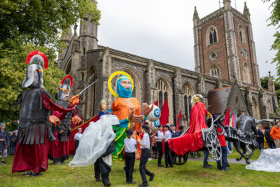Reenactors outside St Albans Cathedral