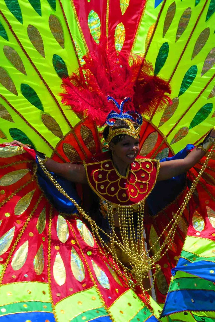Birds of Paradise troupe dancer at St Thomas Carnival, US Virgin Islands.