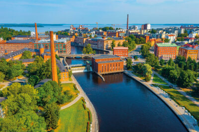 The Tammerkoski river runs through Tampere, providing the city with hydroelectric power