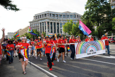 Supporters of LGBT rights and equality during the annual Pride Parade celebrations in Washington DC