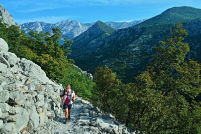 Tourist hiking in Paklenica National Park
