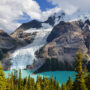 Beautiful Berg lake and Mount Robson in summer season
