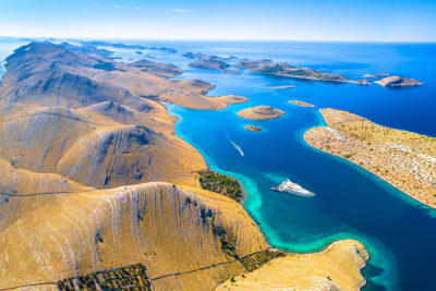Kornati Islands national park archipelago spectacular coastline aerial view